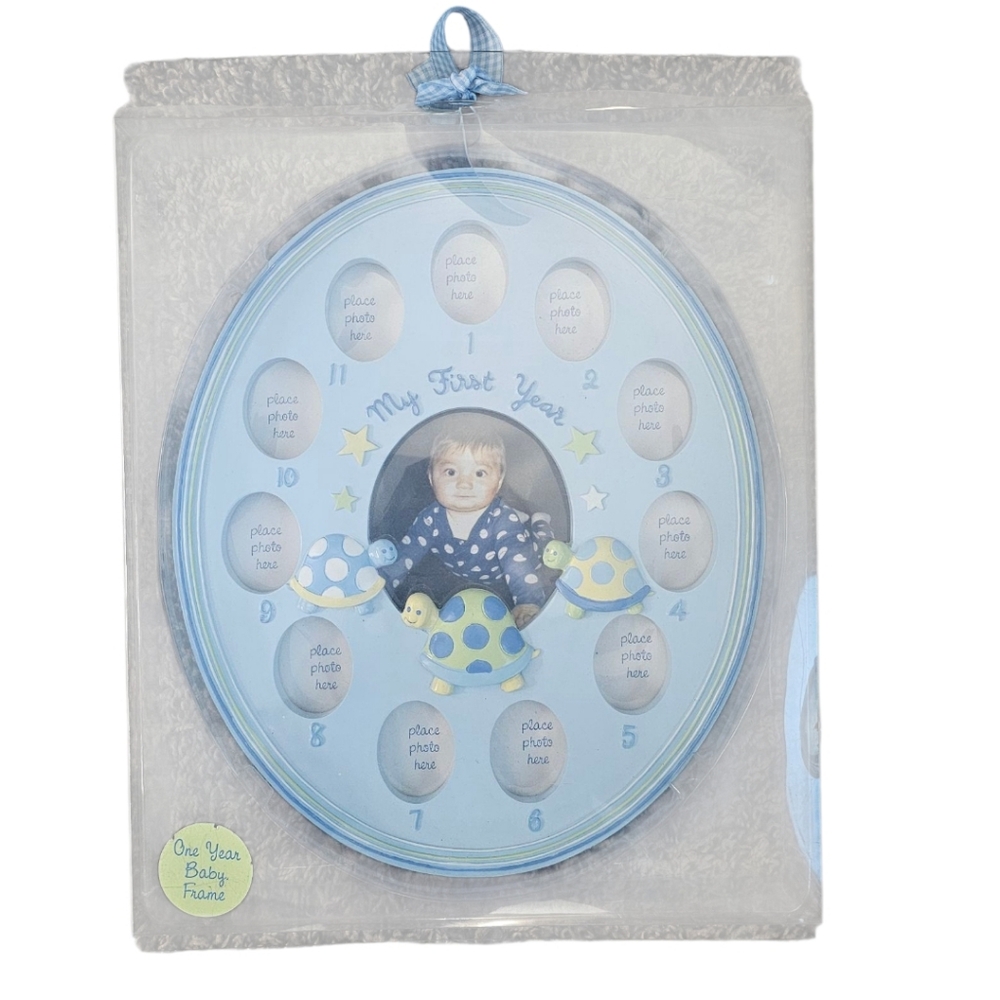 Baby Essentials My First Year Blue Photo Frame Holds 12 Photos